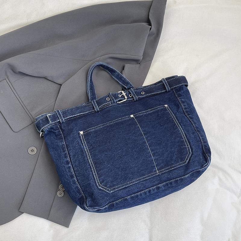 

Vintage Fashi Commuting Crossbody Bag Women Casual Denim Shoulder Bag Simple Comfortable and Versatile Texture Storage Bag темно-синий