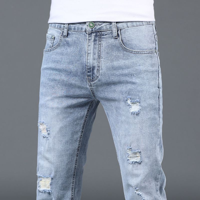 Summer Korean Classic Streetwear Cowboy Pants Men Fashionable Comfortable Boyfriend Skinny Jeans Men's