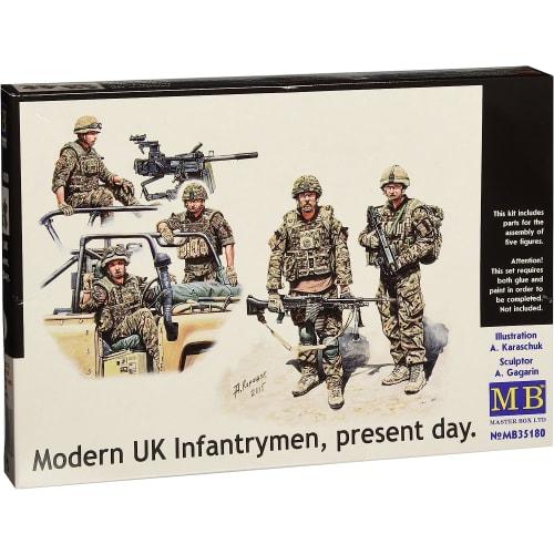 

Master Box 1/35 Scale British Modern Infantry (5 Figures) Middle East, Fully Equipped, Vehicle Riding Scene, Plastic Model Kit MB35180
