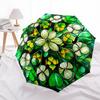 Stained Glass Floral Wall Art Decorative Panel, Circular Design with White Flowers on Green Leaves Background for Home or Garden Decoration (12 Diamet