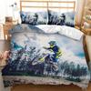 Motorbike Comforter Cover Set Queen Size, Boys Motocross Rider Duvet Cover, Teens Racing Motorcycle Dirt Bike Bedding Set Child