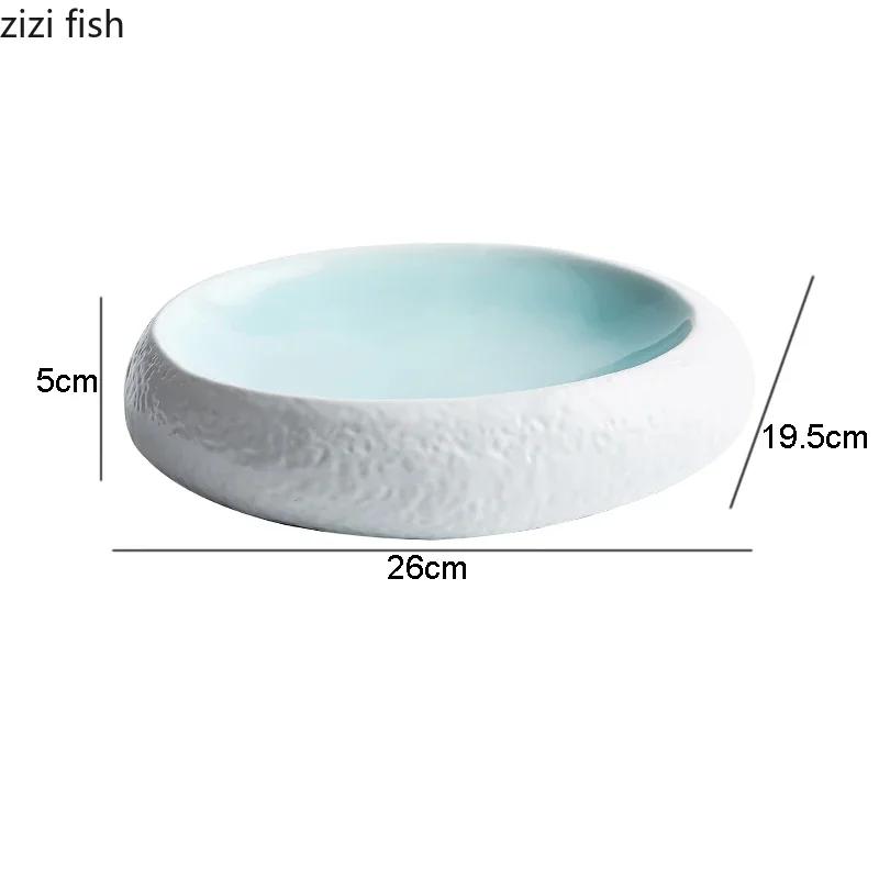 Creative Ceramic Dinner Dishes Household Oval Tableware Snack Dessert Trays Modern Hotel Restaurant Steak Plates Pasta Plates