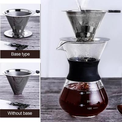 1 Stück wiederverwendbarer doppelschichtiger Kaffeefilterhalter aus Edelstahl zum Übergießen von Kaffee, Tropfnetz, Kaffee-/Teefilterkorb, Werkzeuge