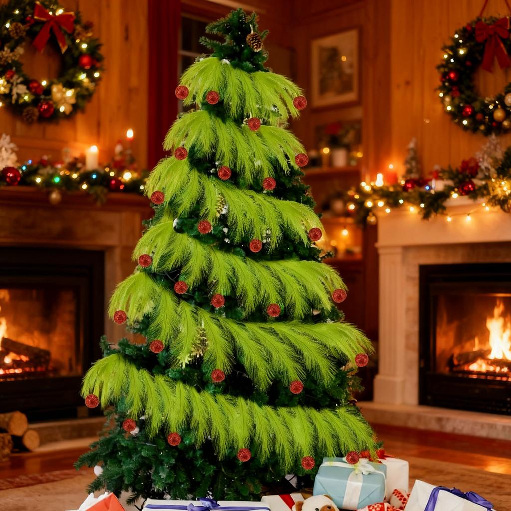 Weihnachtsdeko 1,8m Pase Gras Ranke Künstliches Schilf Elfenkugel Grüne Pflanze Partydeko Heimdeko Szenenornament Geschenk