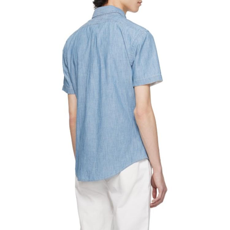 Polo Ralph Lauren Logo Pointed Collar Short Sleeve Shirt Men shirts Medium-Indigo 710844536-002
