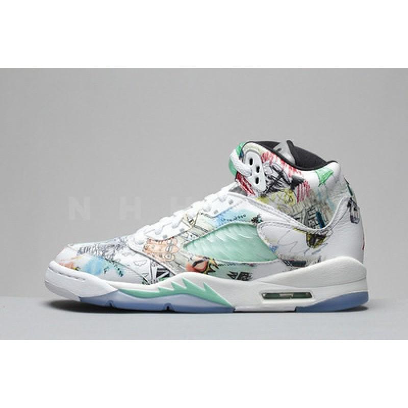 Pantofi de baschet autentici AJ5: Aripă de Cicadă Neagră, Pânză Albă, Albastru Gheață, Roșu și Galben Multicolor AJ6 Variație Sportivă.