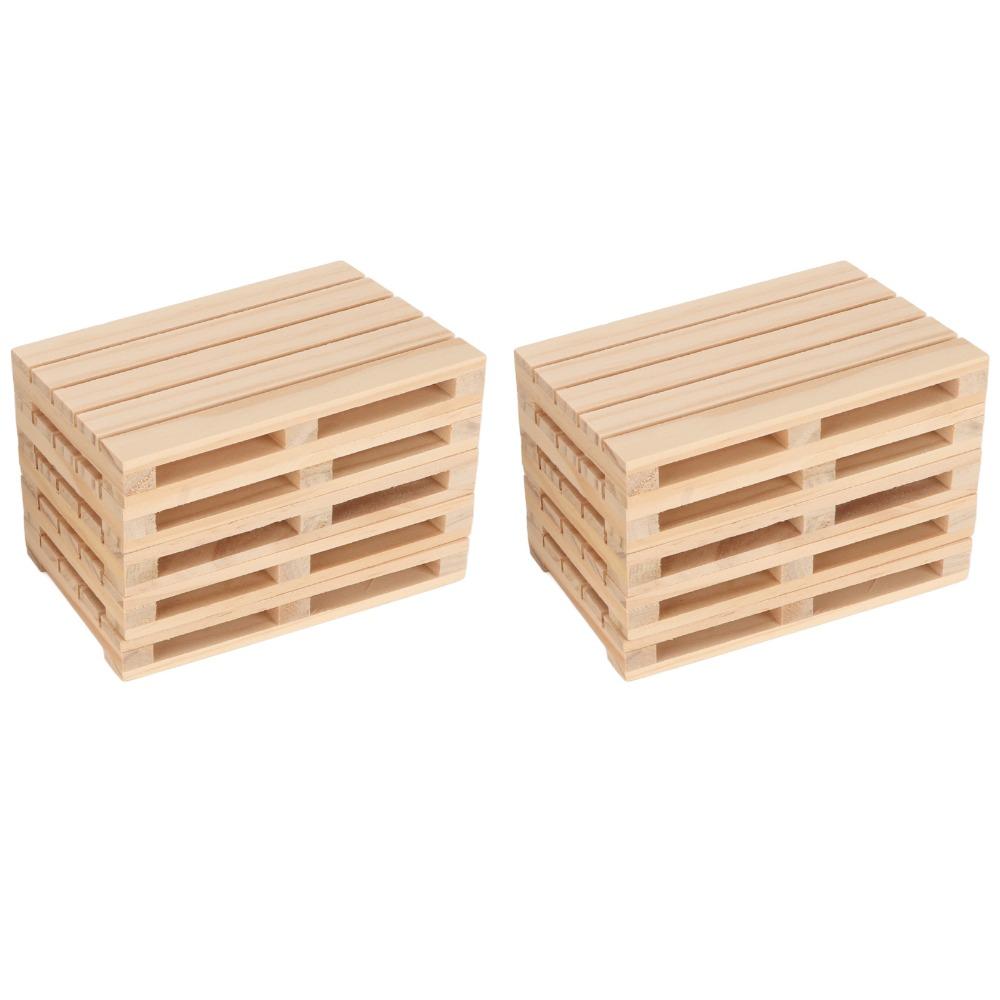 10pcs DIY Hand Polished Mini Pallet Coasters Skid Resistance Drink Coasters For Coffee Table