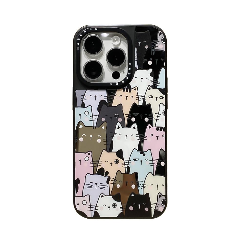 Apple 16/17Promax Mirror Cat Mobile Phone Case Is Suitable for the New iPhone13/14 Anti-drop 15 Protective Case.
