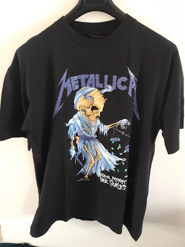 Metallica Винтажный стиль Дорис Советы по деньгам Взвешивает свои весы Репринт S–4XL Унисекс Футболка L
