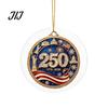 Office Christmas Holiday Decor 250th Anniversary Acrylic Hanging Ornament, Double Side Printed Festive Indoor Outdoor Seasonal Ornament for