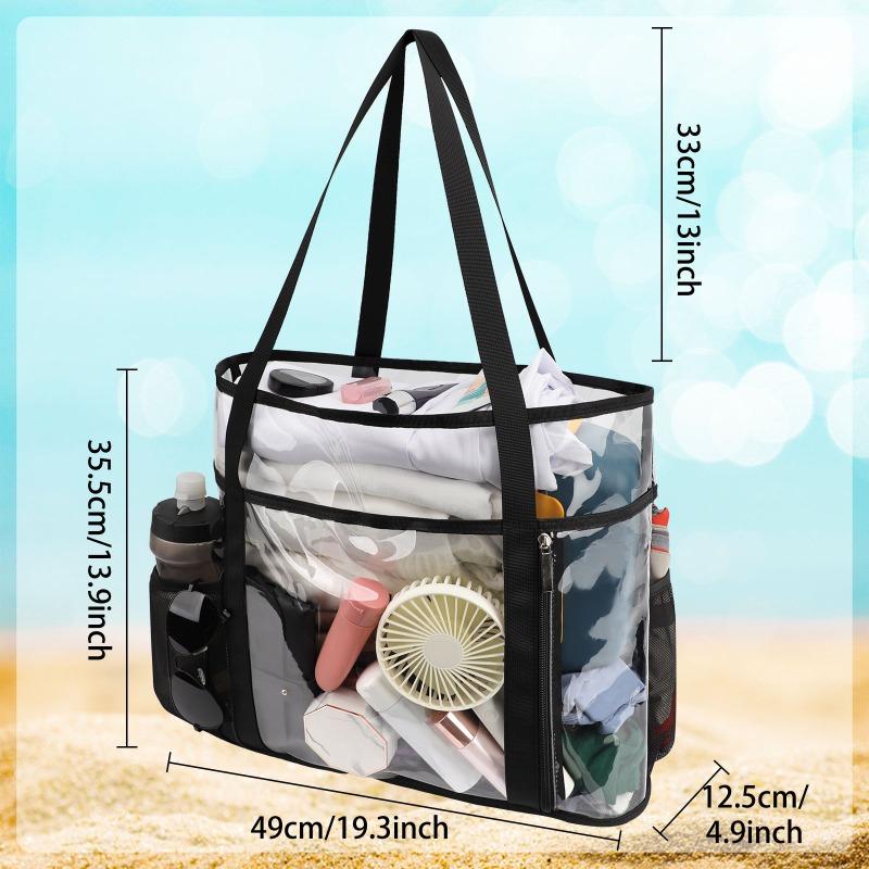 

Сумка-тоут большой вместимости прозрачная сумка для плавания ручная сумка сумка через плечо пляжная сумка сумка для хранения купальника One Size чёрный