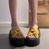 Muffin Bottom Heightened Open-toed Cool Slippers 2025 New Fairy Foreign Style One-word Slippers Women Wear In Summer