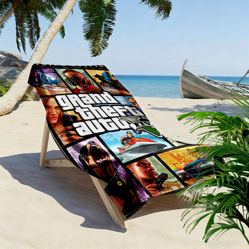 Grand Theft Auto V: Asciugamano da spiaggia Crime Chaos Asciugamano da spiaggia per foto vacanza Portatile per viaggio nuoto mare asciugatura rapida asciugamano da nuoto