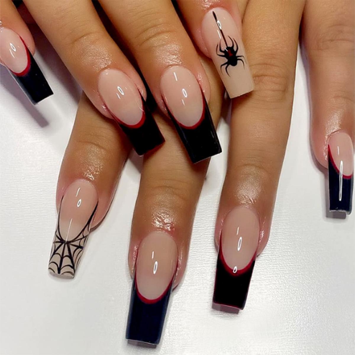 

Trendy Wearable Extra Long Dark Series Spider Nail Art Patches