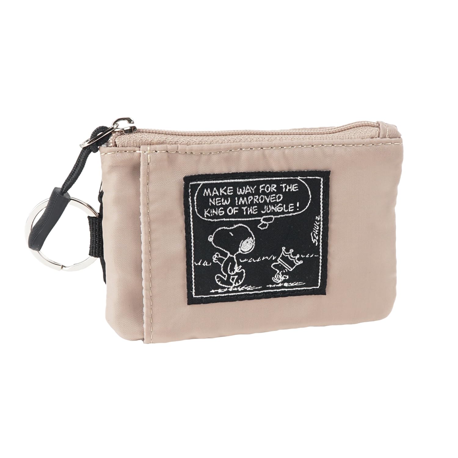 

Double zipper coin purse SNOOPY Pass case Coin case Zipper Woven name Ladies Women Casual Day Birthday Present Gift Mother s (Beige) бежевий