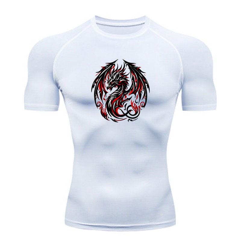 Men's Compression Fitness Sport T-Shirt, Red Black Tribal Dr