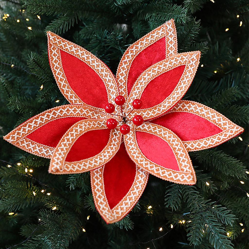Flannel Christmas Flower Cuttings DIY Christmas Decorations Christmas Tree Accessories Artificial Flowers