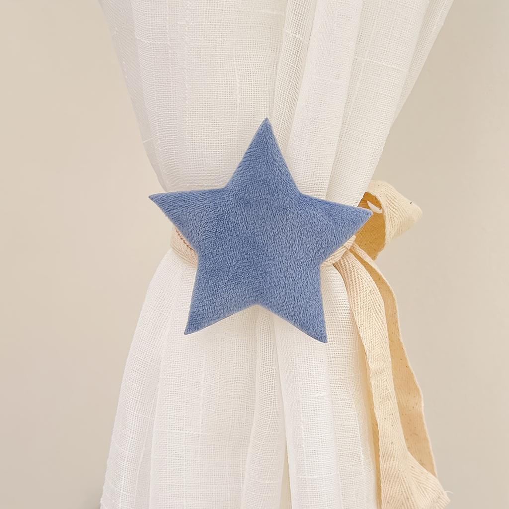2 Pezzi Fermacravatta per Tende a Forma di Stella Blu Navy - Durevoli Tende per Finestre in Poliestere con Nastro, Perfetti per un Arredamento Domestico di Stile