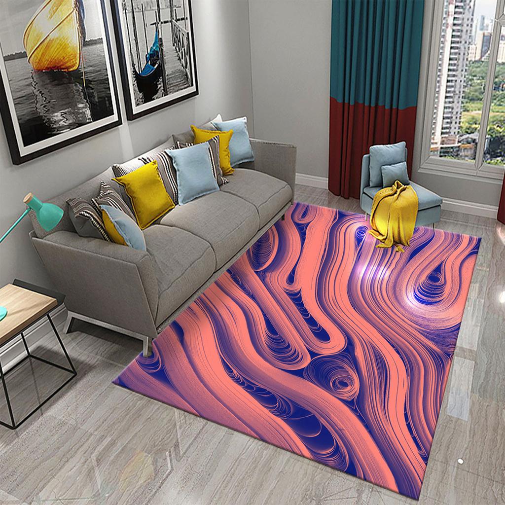 3D Colorful Flowing Line Swirl Carpet Stylish Modern Abstract Carpet for Living Room Bedroom Decor Rugs Bathroom Non-slip Rugs