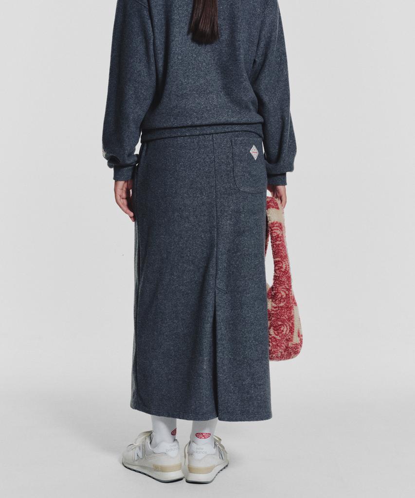 Minasu Terry Fleece Long Skirt_Charcoal