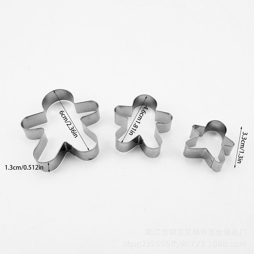 3pcs/set Baking Mould Stainless Steel CookieBiscuit Cutter DIY Mold Gingerbread Man Shape Cutter Baking Egg Mould Bakeware