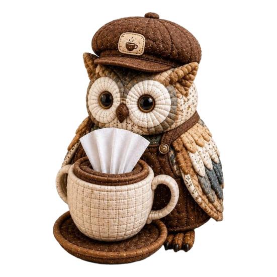 huaqianguhh DIY Tissue Box Cover Kit, Owl Shape, Soft Textures Patchwork Sewing Handmade for Handicraft Enthusiast Beginners
