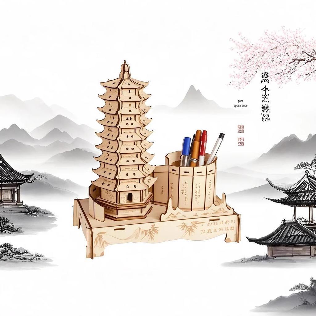 3D Wooden Jigsaw Puzzle Model - Four-Piece Street Stall Children's Toy