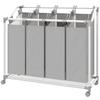 Laundry Basket with 4 Compartments, 160 L Laundry Sorter with Wheels, Removable Laundry Bag, 97 x 38 x 81 cm, Grey