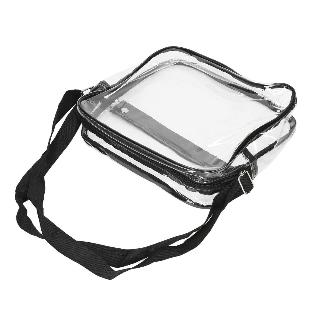Transparent Messenger Shoulder Bag Clear Tote Bag Purse with Zipper Closure for Outdoor Traveling