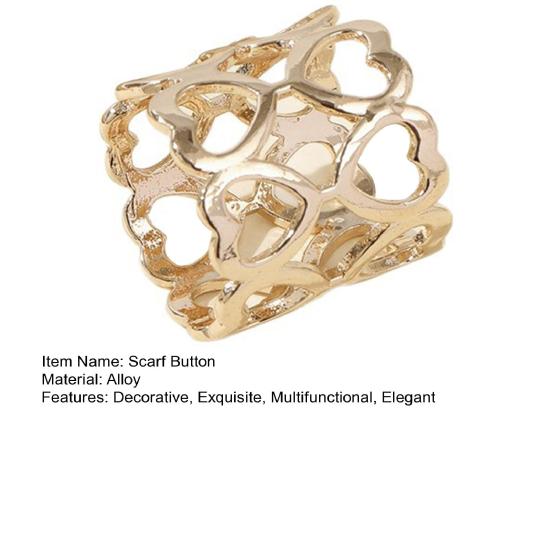 Hollow Out Love Scarf Buckle, Women Silk Scarves Clip, Scarf Ring Wrap Holder Clamp for Hair Accessory Bag Charm Belt Embellishment