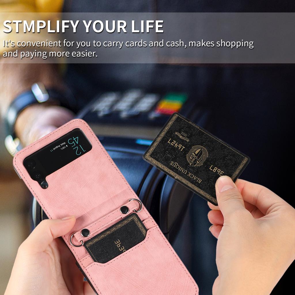Lanyard Umhängetasche Lederhülle Für Samsung Galaxy Z Flip 7 FE 6 5 4 3 5G Kartensteckplatz Stoßfest flip5 Schutzhülle Abdeckung