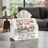 2D Flat 1pc, Tissue Box. Positive Affirmation Pattern Napkin Dispenser Box, Reusable, Daily Desktop Tissue Storage Box, Suitable for Kitchen, Living R