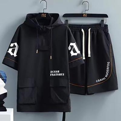 Summer Men's Sets Casual T Shirt Shorts Pant Tracksuits Hip Hop Streetwear Loose Short-Sleeve Hooded Tees