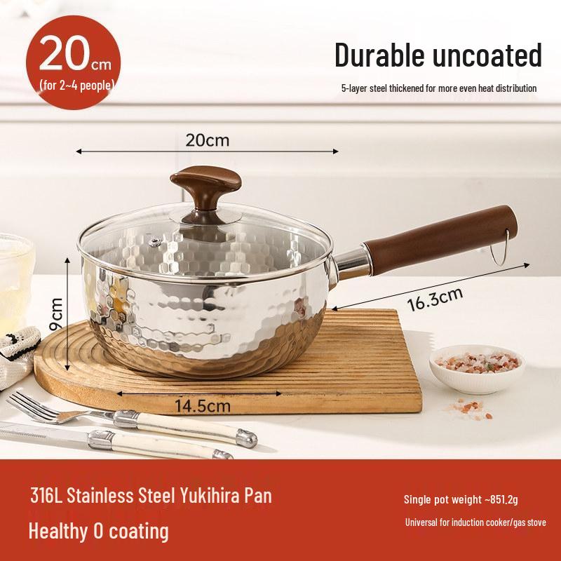 

HANDUNYOU 316L Stainless Steel Multi-Purpose Milk/Saucepan
