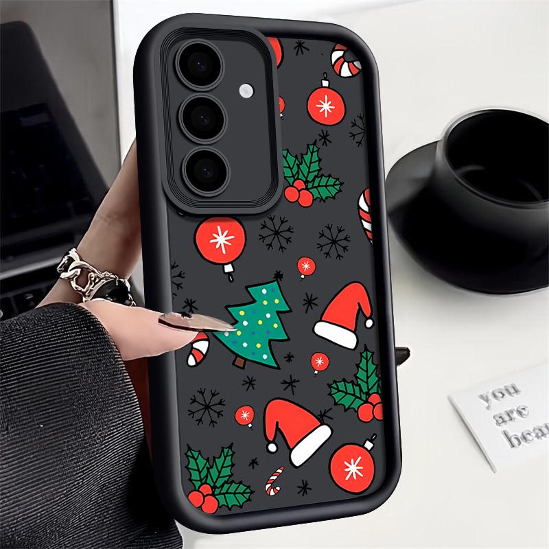 Silikonový kryt se vzorem vánočního stromečku pro Samsung S25 S24 FE S23 S22 S21 Ultra A54 A34 A55 A35 A14, nárazuvzdorný