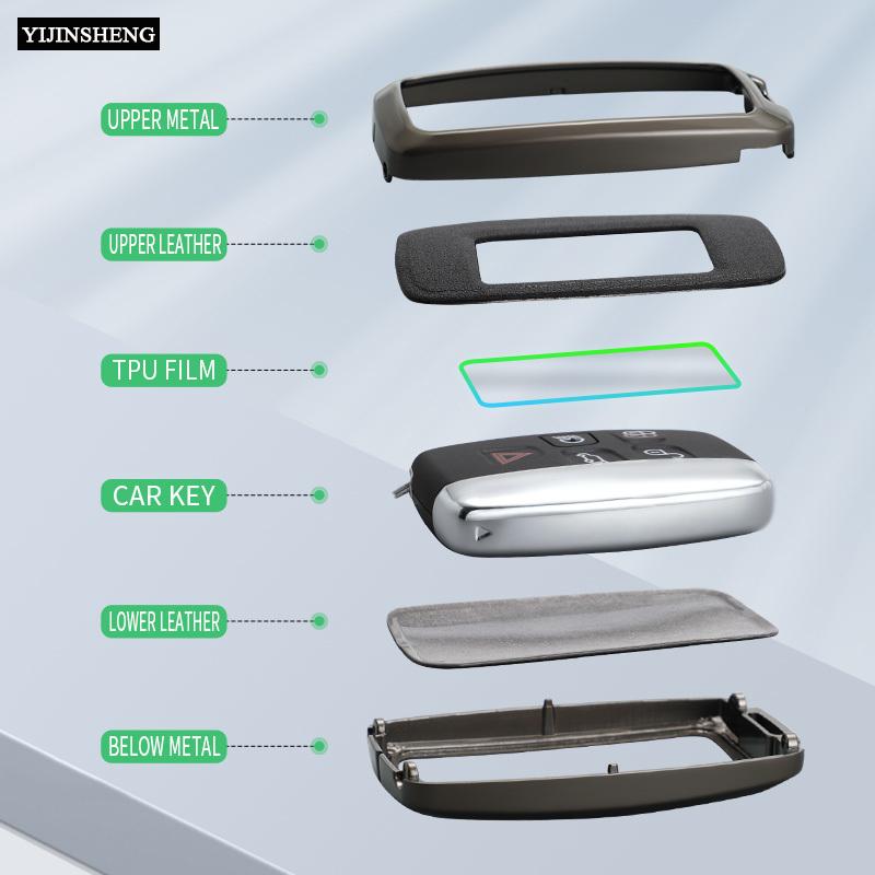 Car Key Case Cover Fob Skin Holder for Jaguar XE E-Pace XJ XF C-X16 V12 XJL F-TYPE Guitar Land Rover Range Rover Sport Evoque