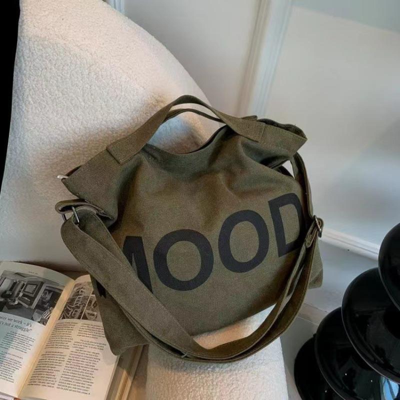 Canvas Bag Women's Shoulder Messenger Bag Cloth Bag College Students Class Literature and Art Simple Large Capacity