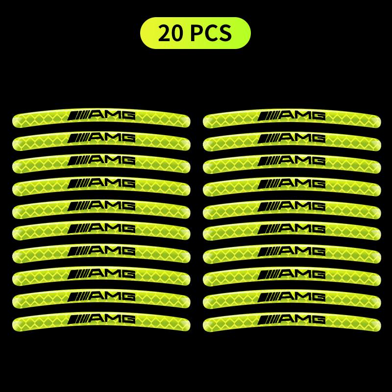Car Wheel Hub Reflective Stickers Tire Rim Luminous Accessories for Mercedes Benz E C G M S A B Class AMG W176 W204 W212 GLC CLA W168 W202