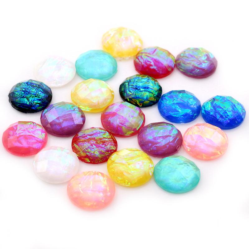 New Fashion 40pcs 12mm Blue Color Tangent plane Built-in metal foil Flat back Resin Cabochons Cameo DIY Jewelry Findings Dome
