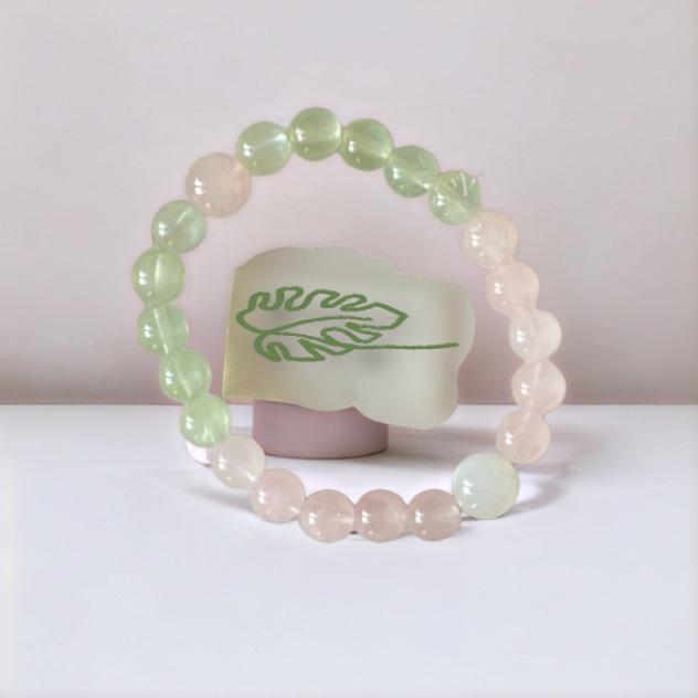 Women's Luxury Rose Quartz & Prehnite Crystal Bracelet - Perfect Gift for Girlfriend or Bestie