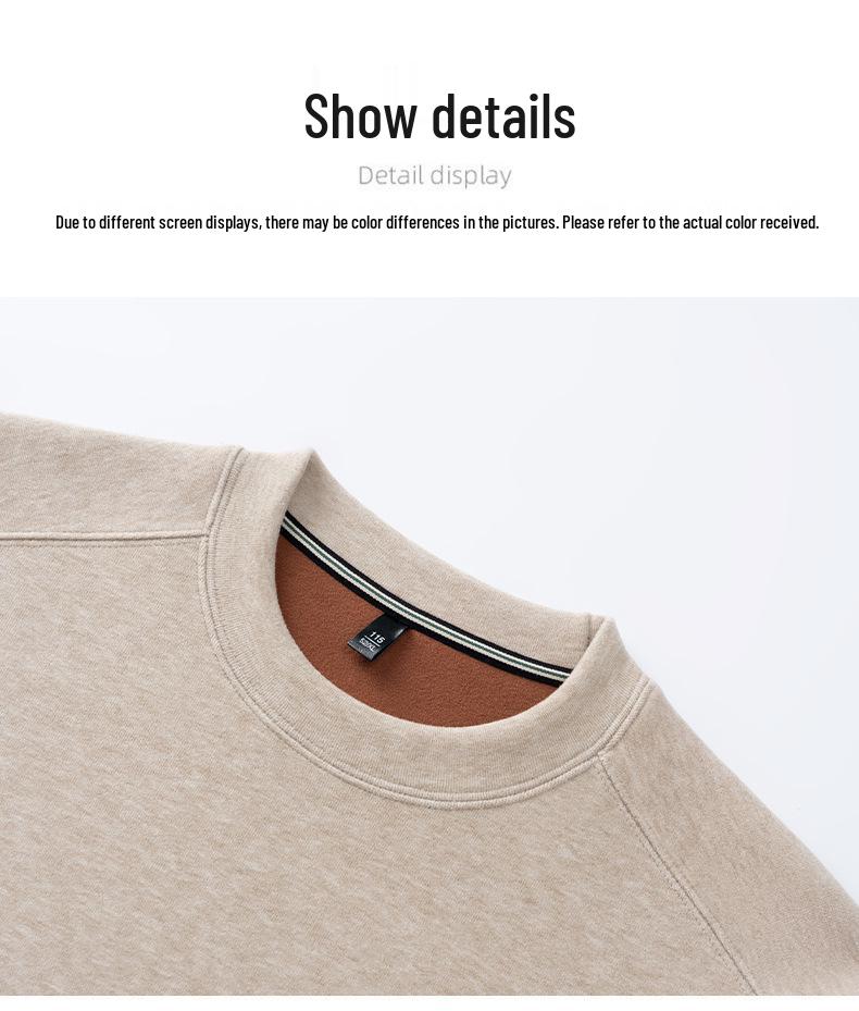 Men's 2025 Winter Fashionable Round Neck Long Sleeve Hoodie - Trendy, Versatile Solid Color Casual Wear