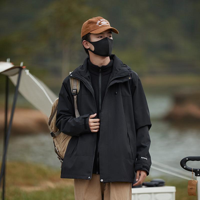 

Осень и зима ветрозащитная водонепроницаемая теплая мужская куртка три-в-одном куртка для пары женская куртка куртка долгосрочная фиксация температуры альпинизм 3XL чёрный