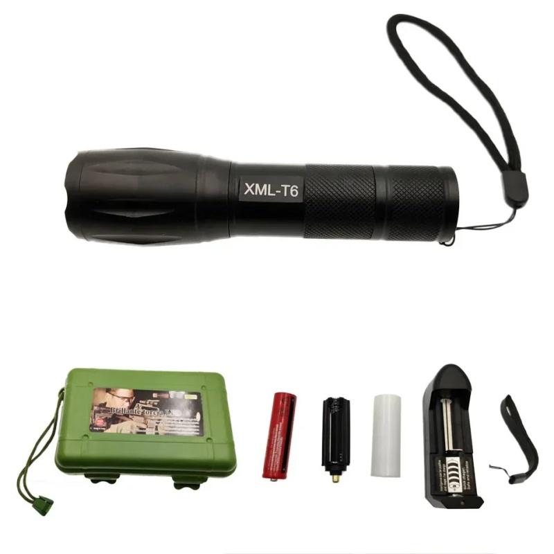 T6 Led Flashlight Ultra Bright Torch 5 Switch Modes Zoomable Focusing Bike Light 18650 Battery/AAA for Camping