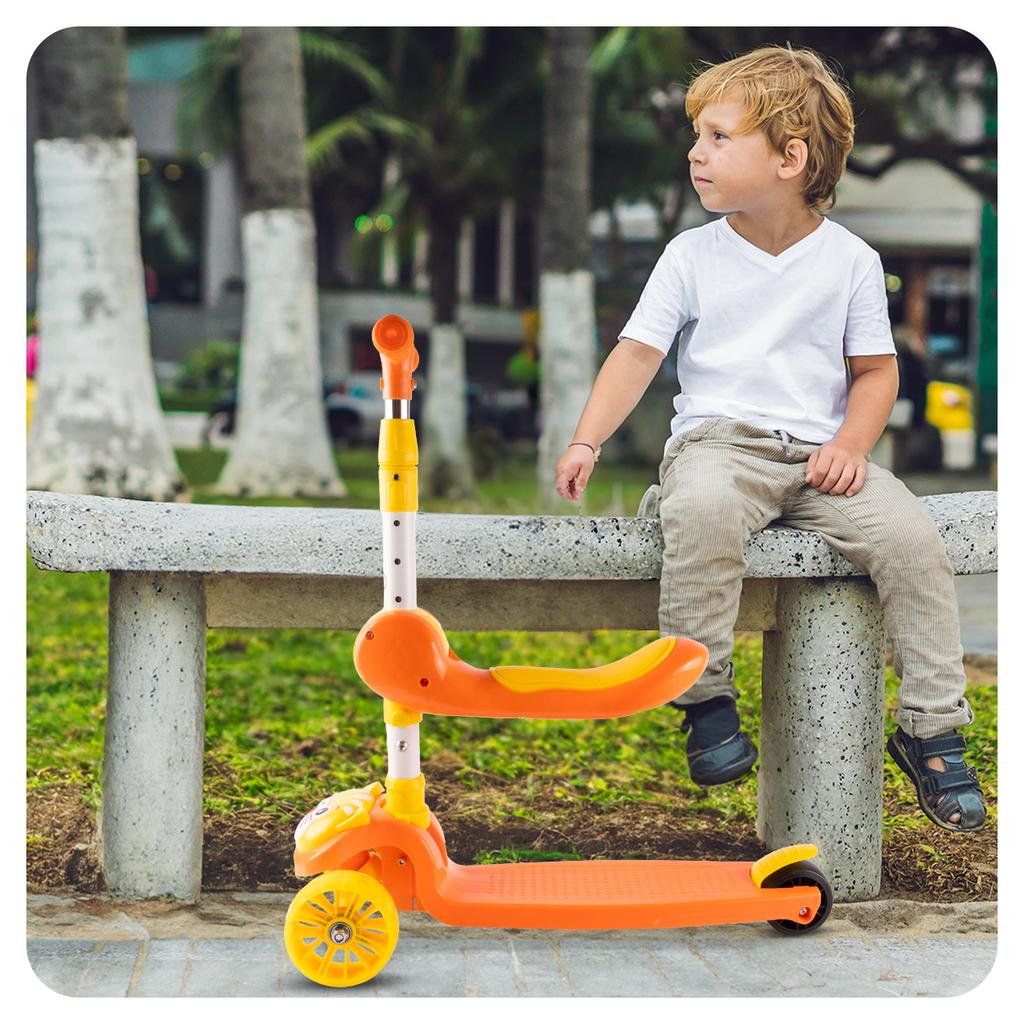 Kitten 2in1 Foldable Three-Wheeled LED Scooter with Seat