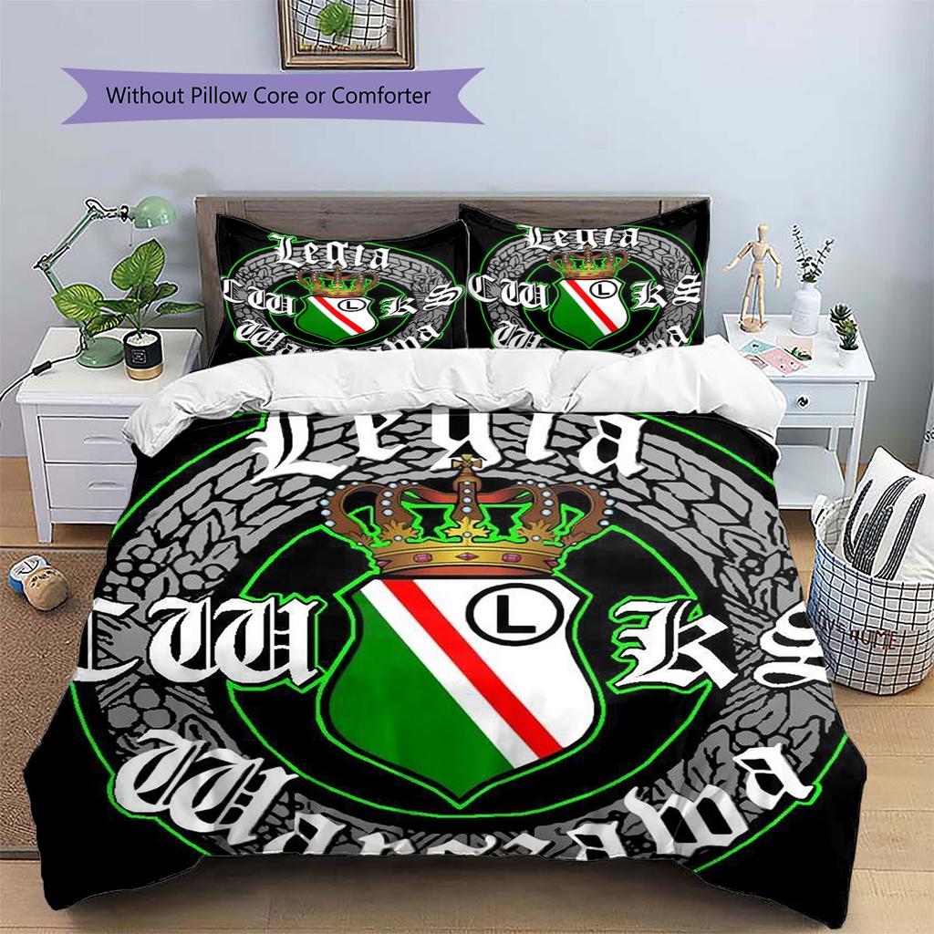 Legia Warszawa Pattern Bedding,Quilt Set Quilt Cover Pillowcase Home Birthday Gift(1 * duvet cover + 2 * pillowcase, without core)
