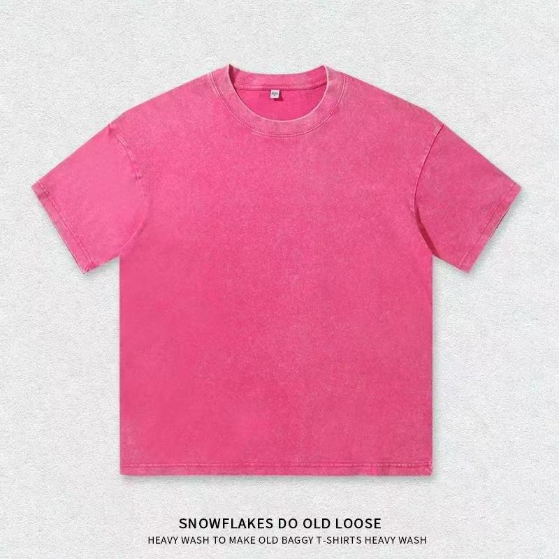 Tricou Vingtage din Bumbac Pur cu Mânecă Scurtă pentru Bărbați, Top cu Gât Rotund, Culoare Solidă, Tricou de Bază cu Mânecă Scurtă