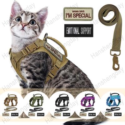 Cat Harness AdjustableTactical Harnesses Vest Leash Set,Walking Breathable Mesh Pet Clothes for Large Kitten Cats & Small Dog