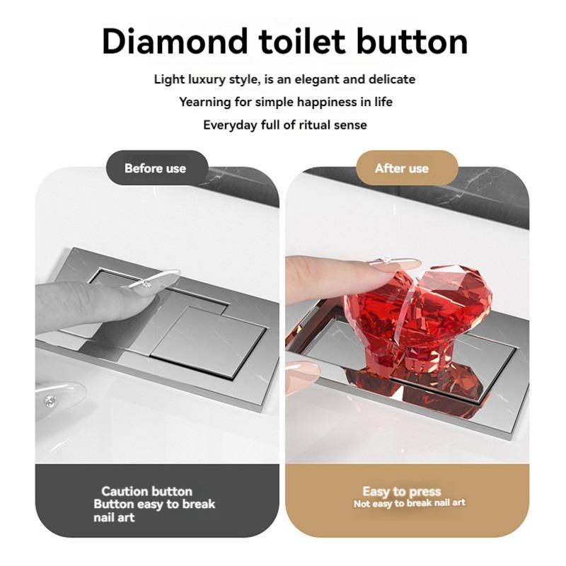 Multifunctional Toilet Press Creative Transparent Heart-shaped Toilet Toilet Tank Button Flush Lift Cover Bathroom Accessories