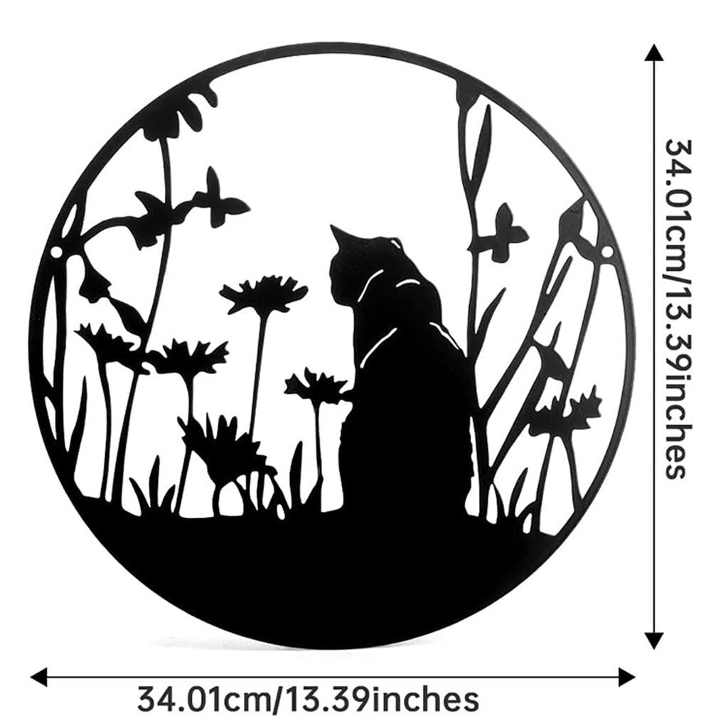 Charming Tree of Life Decor - Rustic Metal Wall Art with Cat & Bird for Home Enhancement