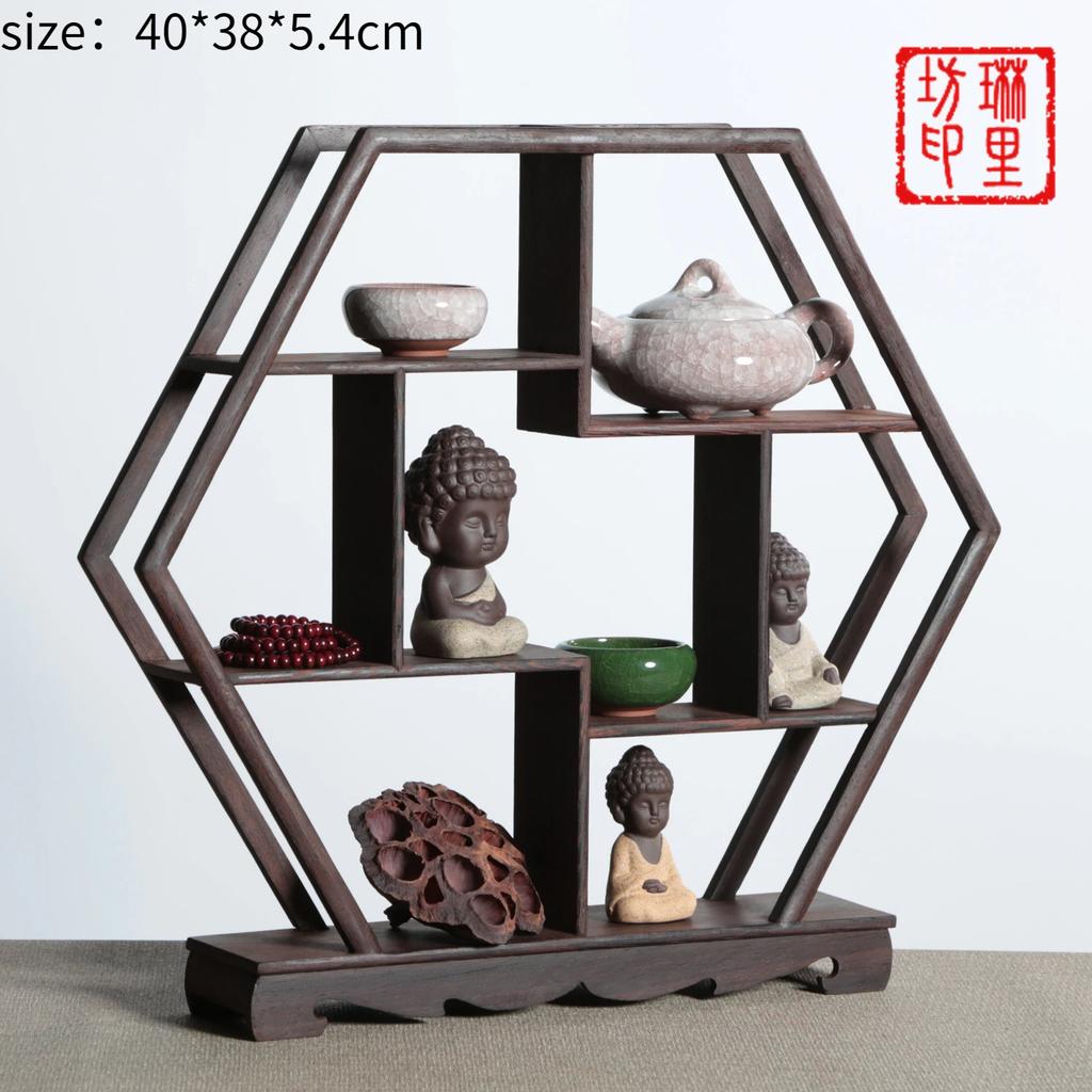 Wooden Carved Display Stand for Kung Fu Teapot & Tea Set - Chinese Craft Home Tea Accessory Decoration